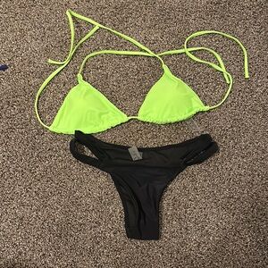 SHEIN Green and Black Cheeky Bikini
